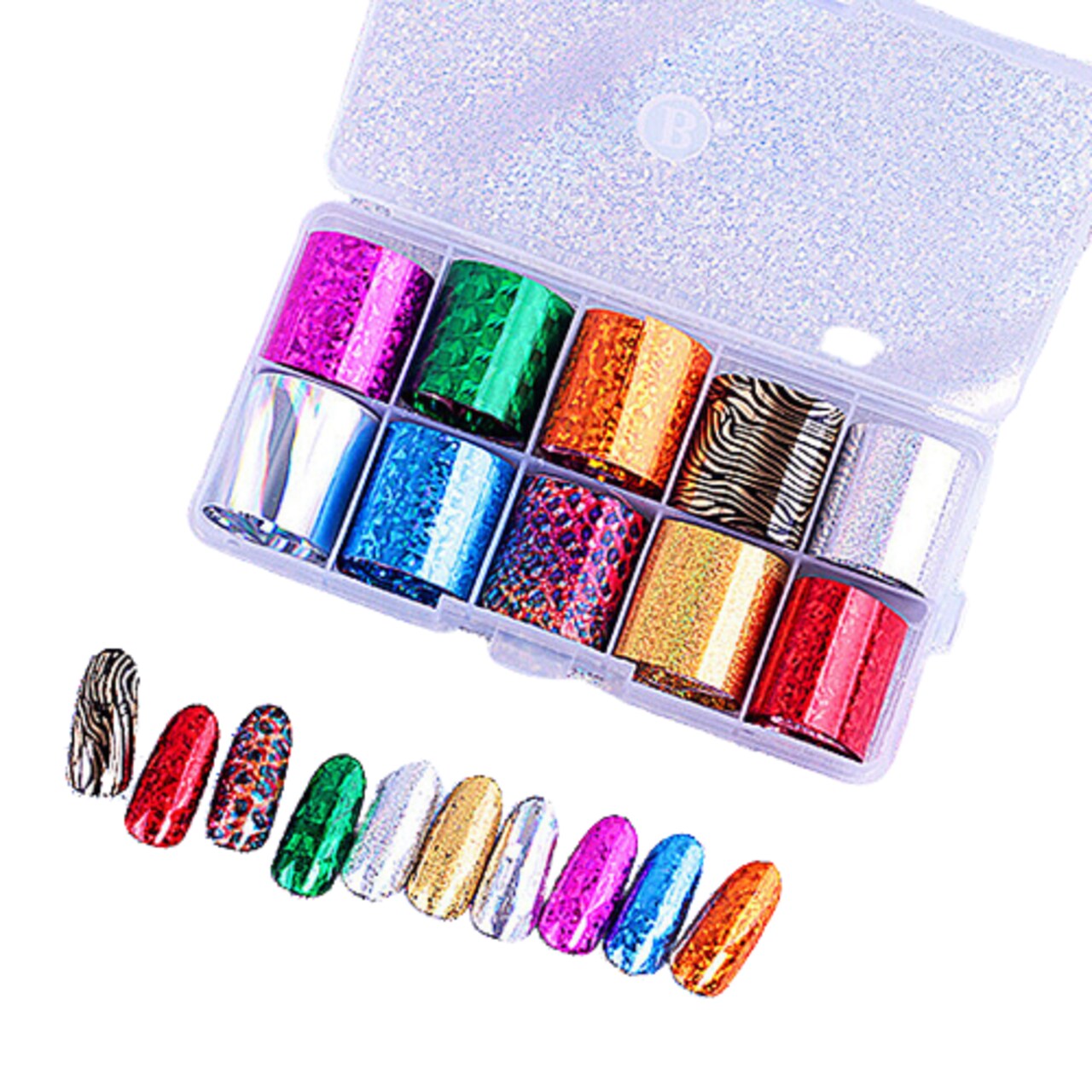 Kitcheniva Holographic Nail Foils DIY Art Transfer Stickers Set of 10